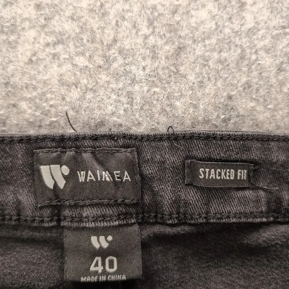 Waimea Jeans Mens 40x36 Black Stacked Fit Skinny Distressed Stretch Cotton